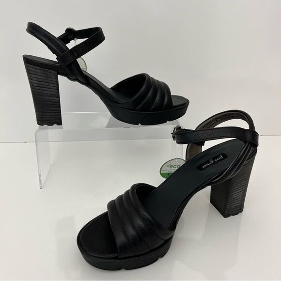 PAUL GREEN Leslie Platform Sandal In Black Leather Size 8.5 NEW - Picture 4 of 14
